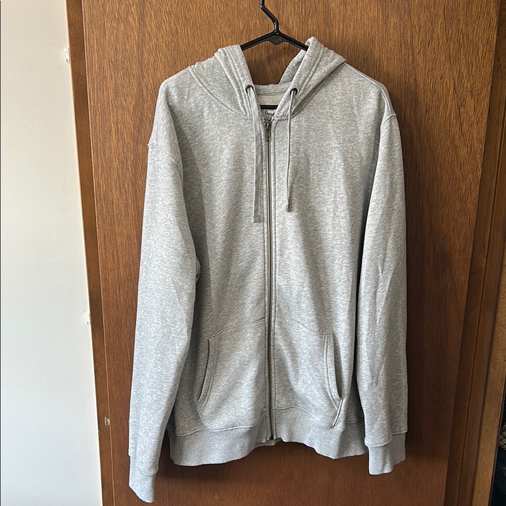 Gray Zip Up Sweater with Hood